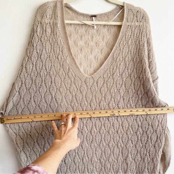 Free People Say Hello Sweater wool alpaca open knit whimsical neutral slouchy - Picture 9 of 13
